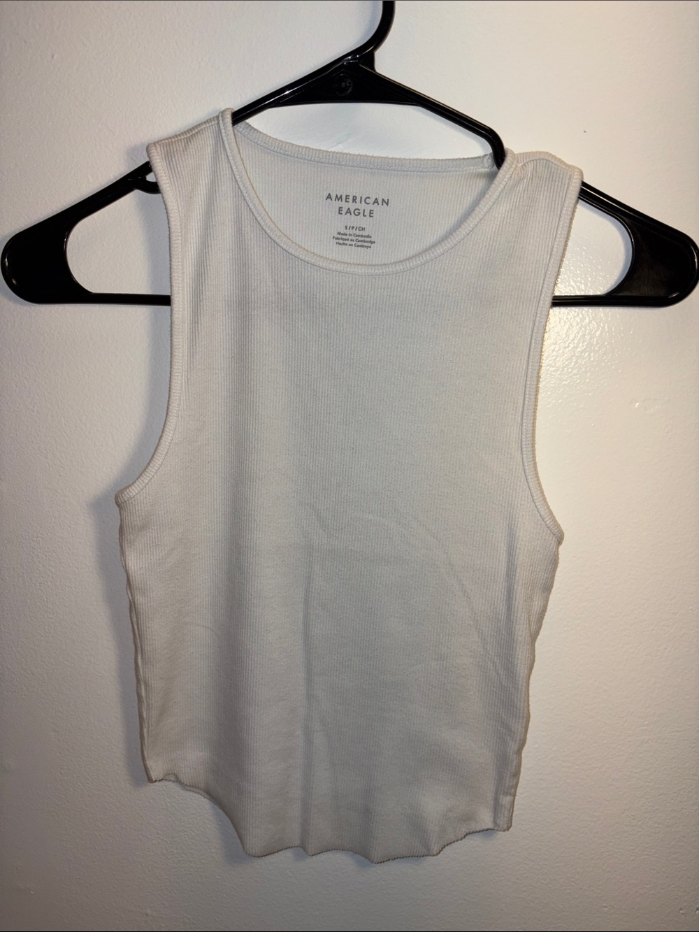 Women’s American Eagle Outfitters Off-White Cropped Ribbed Tank - Small